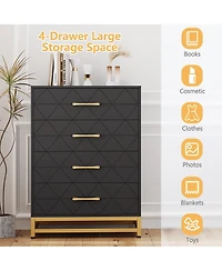 gaomon 4 Drawer Wood Dresser, Modern Storage Chest for Bedroom, Living Room, Hallway or Nursery