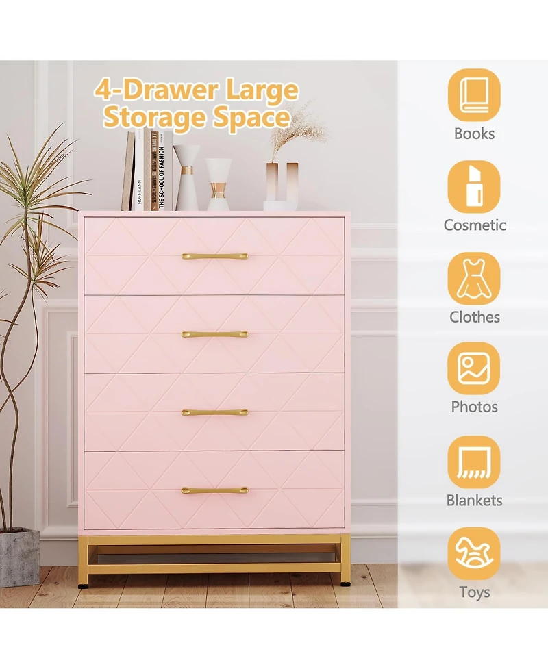 gaomon 4 Drawer Wood Dresser, Modern Storage Chest for Bedroom, Living Room, Hallway or Nursery