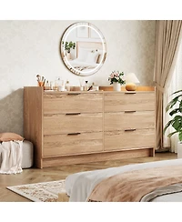 gaomon 6 Drawer Modern Dresser with Metal Handles Wide Double Wood Storage Cabinet and Tv Stand