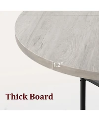 Homfan Round Dining Table for 4 with 2-Tier Storage Shelves and Roman Metal Legs, 47.0 Kitchen