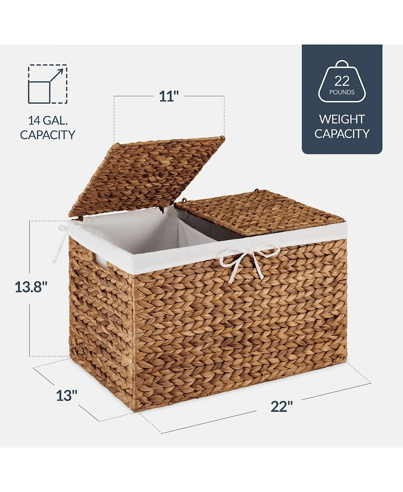 Best Choice Products Large Storage Basket w/ Separate Lid, Washable Sectioned Liner Bag