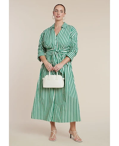 Eloquii Women's Cinch Detail Poplin Midi Dress