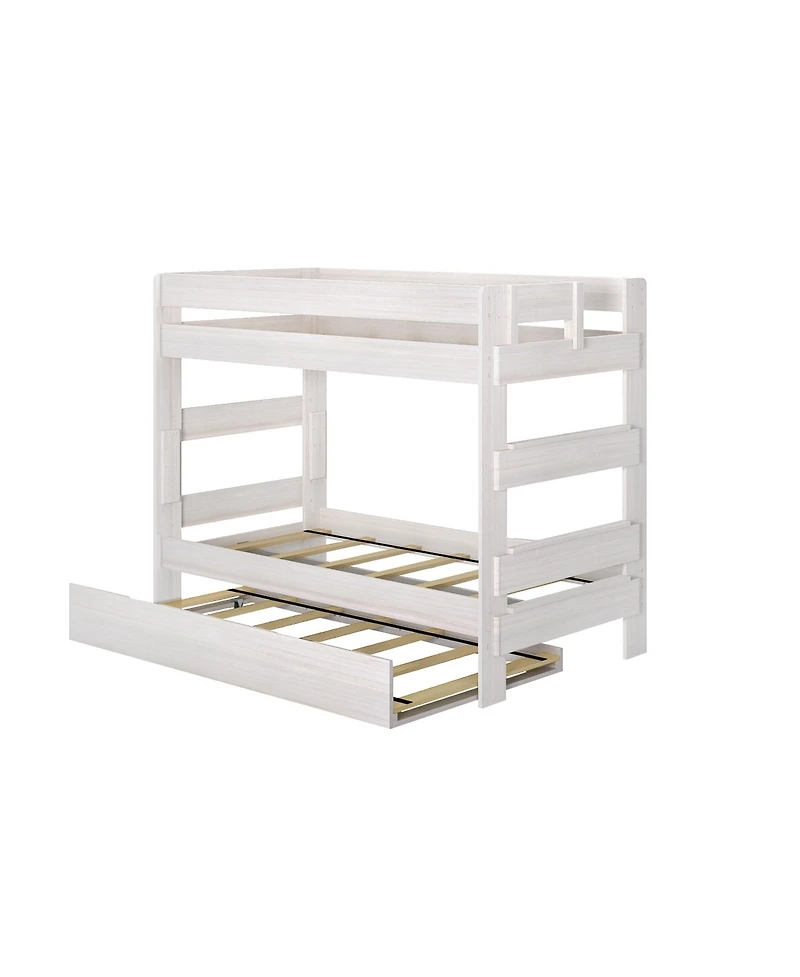 Max and Lily Solid Wood Modern Farmhouse Twin over Twin Bunk Bed with Trundle