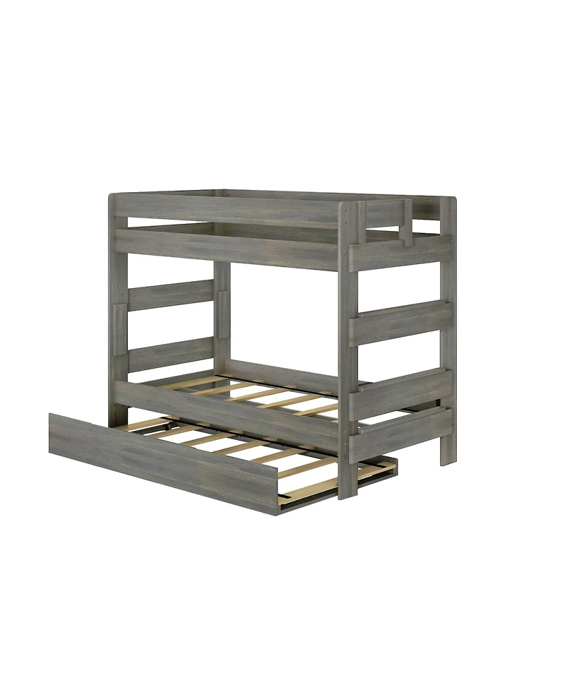 Max and Lily Solid Wood Modern Farmhouse Twin over Bunk Bed with Trundle