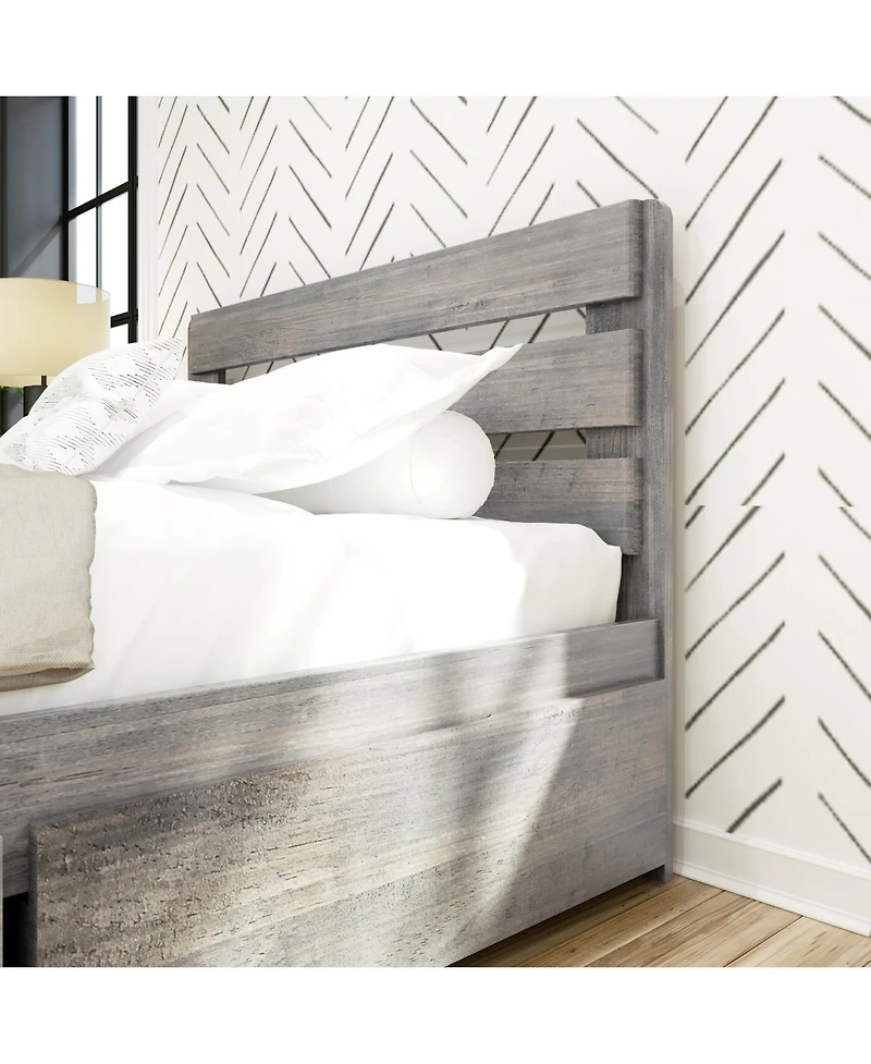 Max and Lily Full Bed Frame with Storage Drawers, Solid Wood Platform for Kids