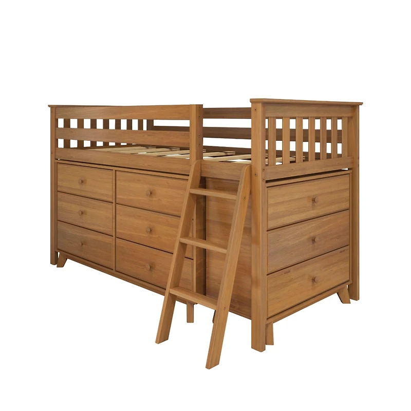 Max & Lily Twin-Size Low Loft with Pull-Out Desk and 3-Drawer Dressers