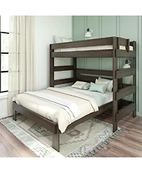 Max and Lily Solid Wood Modern Farmhouse Bunk Bed, L-Shaped Twin over Queen Bed Frame For Kids
