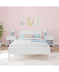 Max and Lily Full Bed Frame with Headboard, Solid Wood Platform for Kids, Pecan