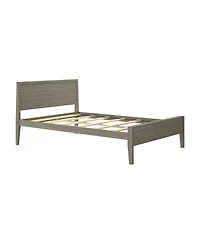 Max and Lily Full Bed Frame with Headboard, Solid Wood Platform for Kids, Pecan