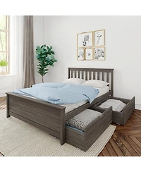 Max and Lily Full Bed Frame with Storage Drawers, Solid Wood Platform for Kids