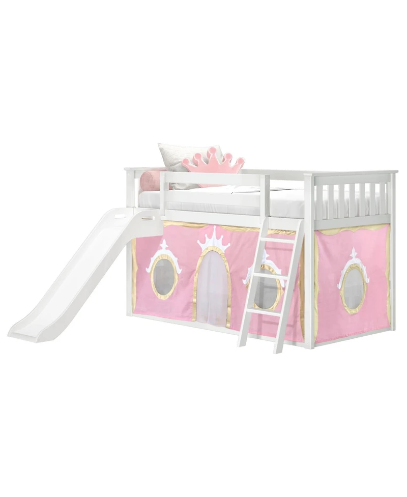 Max and LilyLow Bunk With Easy Slide Gold Princess Curtain, Clay