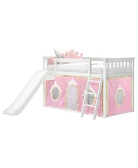 Max and LilyLow Bunk With Easy Slide Gold Princess Curtain, Clay