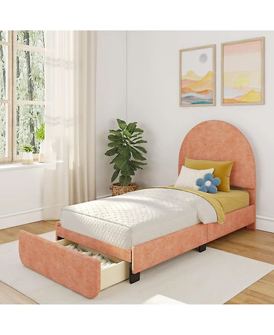 Max and Lily Upholstered Bed with Arch Headboard (Twin