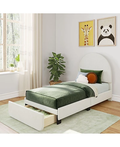 Max and Lily Upholstered Bed with Arch Headboard (Twin