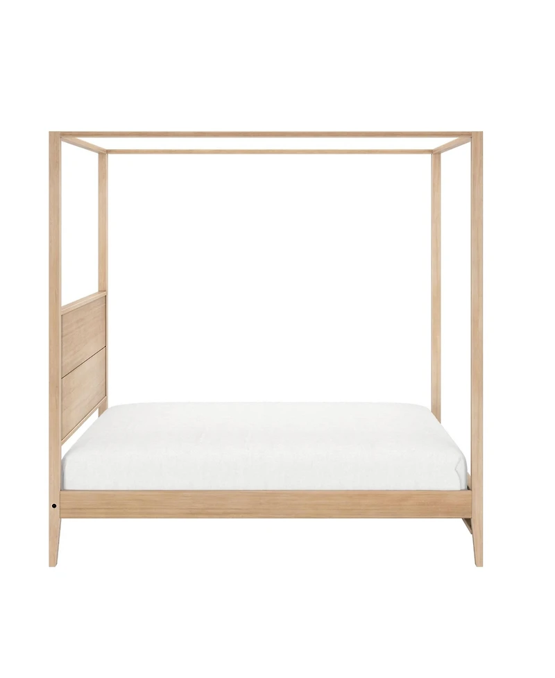 Max and Lilly Haven Canopy Bed with Square Post Wood Headboard (Full), Blonde