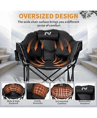 Aboron Oversized Heated Camping Chair - Portable Folding Moon Saucer with 3 Heat Levels for Outdoor Patio and Lounge