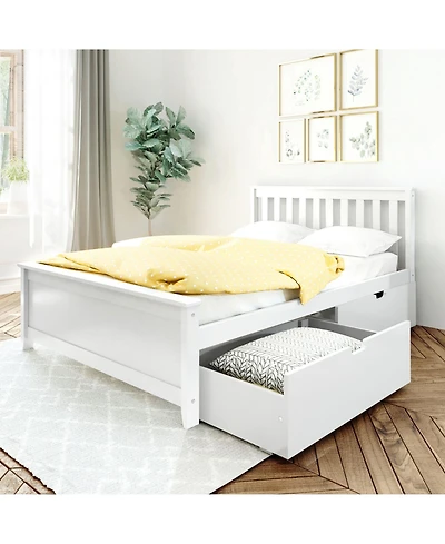 Max and Lily Full Bed Frame with Storage Drawers, Solid Wood Platform for Kids
