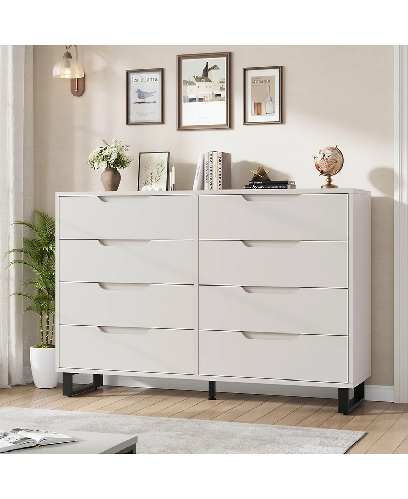 gaomon 8 Drawer Dresser for Bedroom, 55" Wide Freestanding Storage Chest Living Room or Hallway