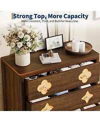 gaomon 46.1" Tall 5 Drawer Wood Dresser with Decorative Fronts and Crystal Knobs, Narrow Storage Chest