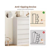 gaomon Arched 5 Drawer Wood Dresser with Curved Profile, Modern Storage Chest