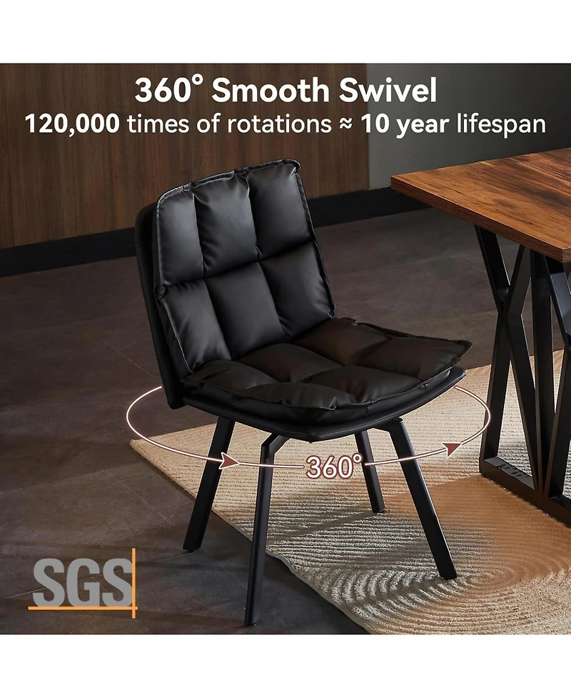 Sailvan Swivel Dining Chairs, Upholstered Leather Room Kitchen Chairs with Double-Layer Foam