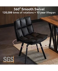 Sailvan Swivel Dining Chairs, Upholstered Leather Room Kitchen Chairs with Double-Layer Foam