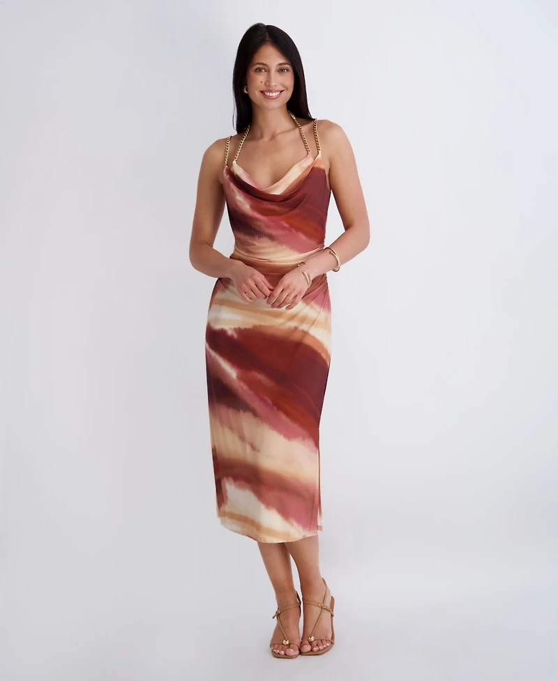 Siena Women's Cowl Neck Printed Jersey Midi Dress