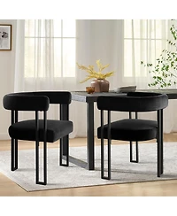 Maison Boucle Velvet Dining Chairs Set of 2, Modern Armchairs, Metal Legs