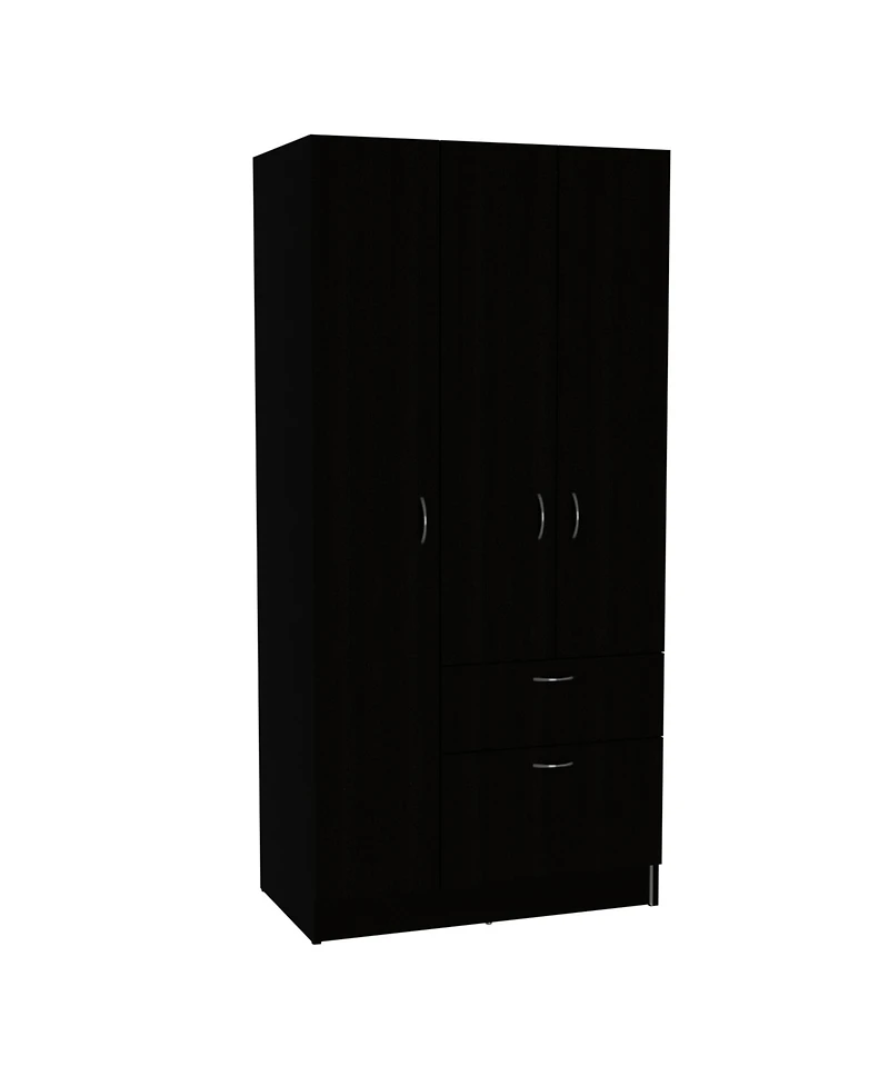 flynama Primavera Armoire with Double Door Cabinets One Drawer Metal Rod and Five Shelves High Storage Organizer