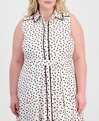 Anne Klein Plus Godet Sleeveless Midi Shirt Dress