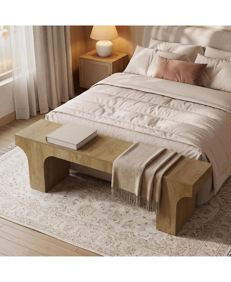 Tribesigns 63" Wood Bench, Long Dining Bench with Sturdy Mdf Frame, Farmhouse Entryway Bench