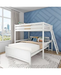 Max & Lily Full Bed Frame with Panel Headboard, Modern Farmhouse Solid Wood Platform