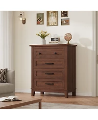 gaomon 4 Dresser for Bedroom, 34.8" Tall Wooden Freestanding Chest of Drawers