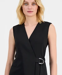 Anne Klein Women's Sleeveless D-Ring Wrap Blazer