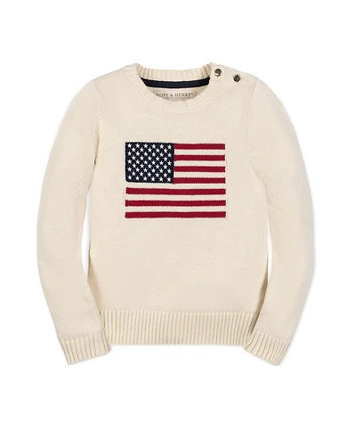 Hope & Henry Girls and Organic Crew Neck Flag Sweater