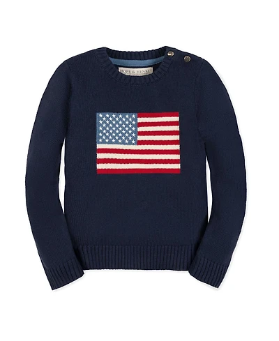 Hope & Henry Girls and Organic Crew Neck Flag Sweater