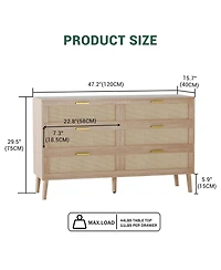 gaomon Drawer Dresser for Bedroom, Rattan Dresser with Metal Handles