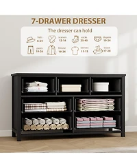 gaomon 7 Drawer Modern Dresser and Tv Stand, 54" Wide Wooden Storage Cabinet for Bedroom Living Room