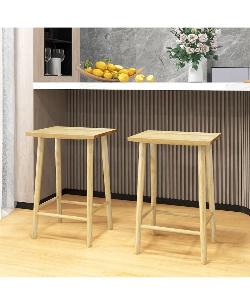 Slickblue 25.5 Inch Bar Stools Set of 2 with Footrest for Kitchen Counter