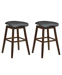 Slickblue Set of 2 Swivel Bar Stools with Contoured Padded Seat and Built in Footrest-Brown