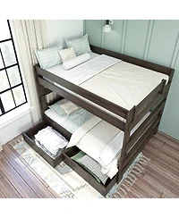 Max and Lily Solid Wood Modern Farmhouse Queen/Queen Bunk Bed with Storage Drawers