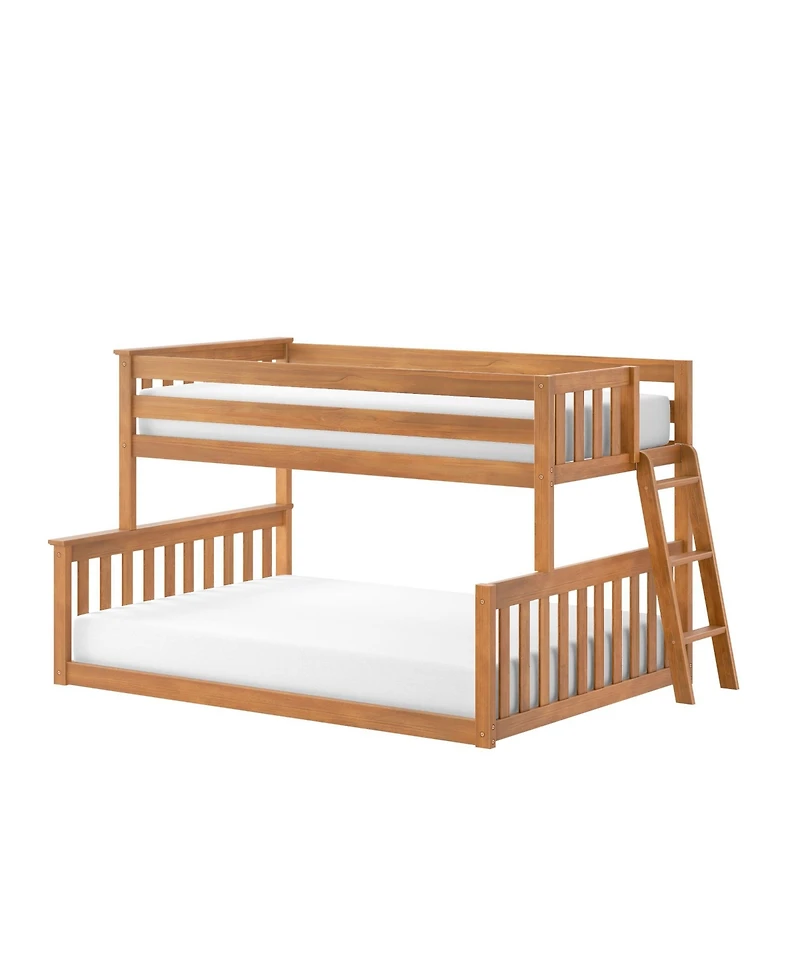 Max and Lily Twin over Full Low Bunk Bed with Ladder on End For Kids