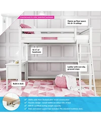 Max & Lily High Loft Bed With Ladder on End and Desk