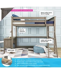 Max & Lily High Loft Bed With Ladder on End and Desk