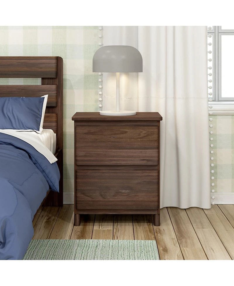 Max & Lily Solid Wood Farmhouse Nightstand with 2 Drawers