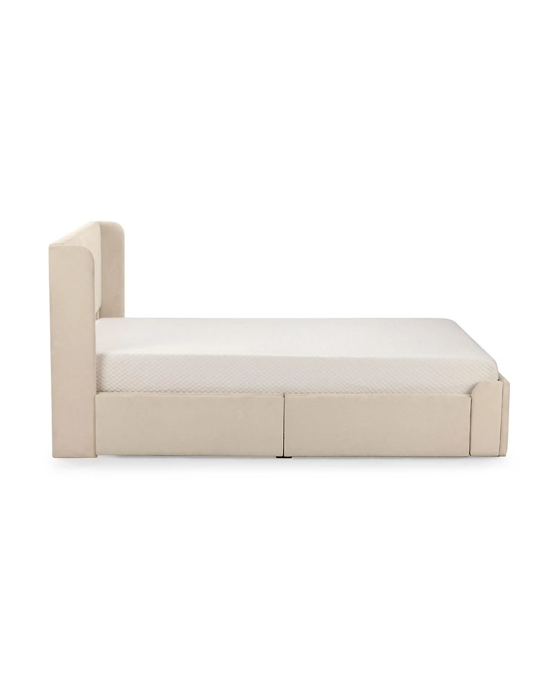 Max & Lily Upholstered Bed with Rectangular Headboard Drawer Side Storage