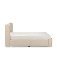 Max & Lily Upholstered Bed with Rectangular Headboard Drawer Side Storage