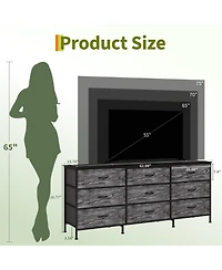 gaomon Tv Stand Dresser with 9 Fabric Drawers for TVs , Entertainment Center with Storage Organizer