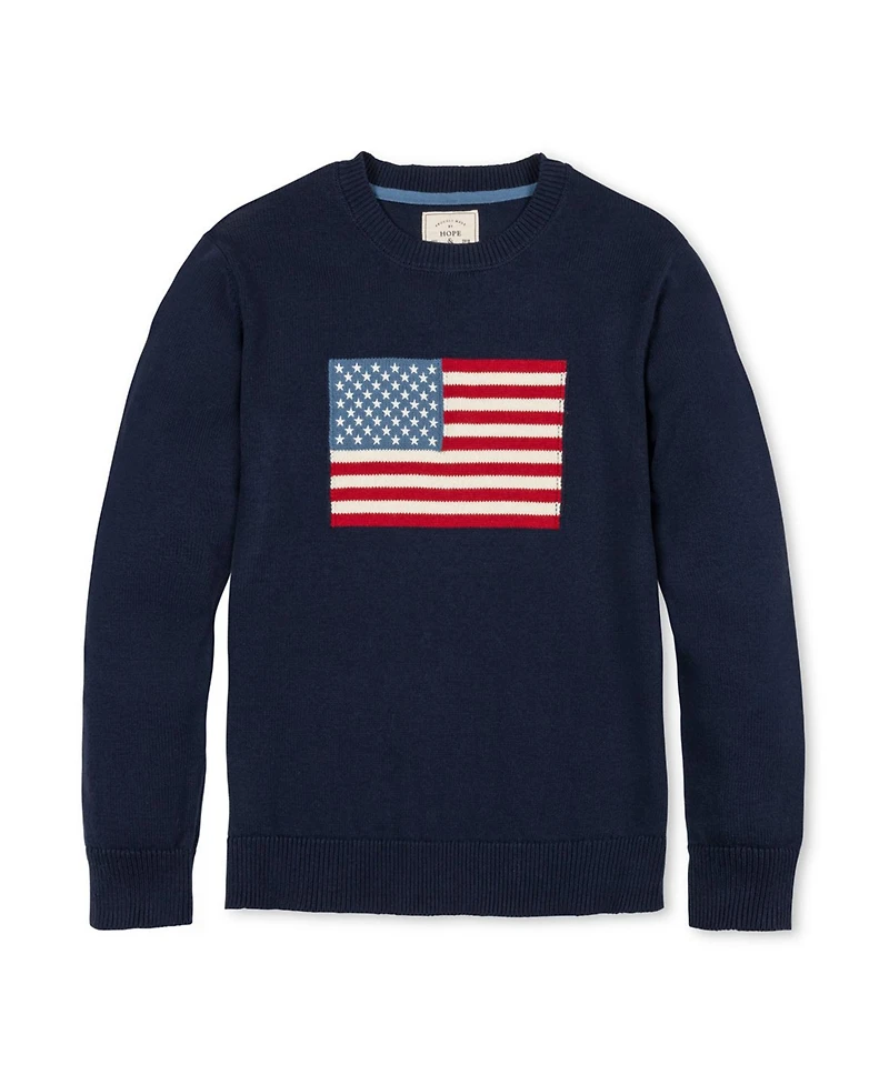 Hope & Henry Men's and Organic Crew Neck Flag Sweater