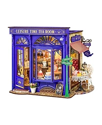 Robotime Dollhouses, Diy Miniature Dollhouse with Leisure Time Tea Theme, Gift for Adult Kids, 9.45"6.1"7.09
